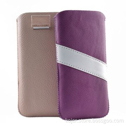 Mobile Phone Pouches, Ideal for iPhone 5, Made of PU Leather Material, with Retractable Pull-tab